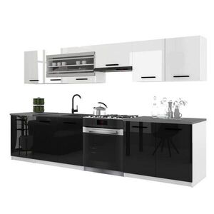 B BELINI GROUP KUCHYŇSKÁ LINKA Italia 4 260 cm, s pracovními deskami, Bílo-černá obraz