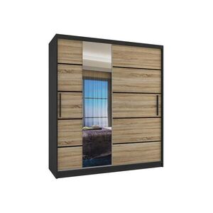 B BELINI GROUP POSUVNÁ SKŘÍŇ Verona MBP, Černá/Dub Sonoma Mat, 133 cm, se zrcadlem obraz