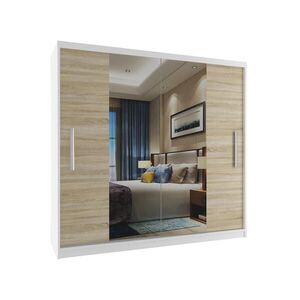 B BELINI GROUP POSUVNÁ SKŘÍŇ Verona ME, Bílá/Dub Sonoma Mat, 200 cm, se zrcadlem obraz