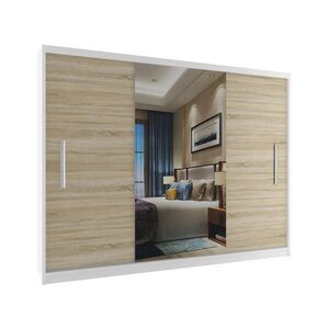 B BELINI GROUP POSUVNÁ SKŘÍŇ Verona ME, Bílá/Dub Sonoma Mat, 232 cm, se zrcadlem obraz