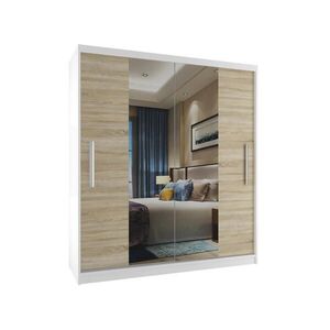 B BELINI GROUP POSUVNÁ SKŘÍŇ Verona ME, Bílá/Dub Sonoma Mat, 133 cm, se zrcadlem a 4 zásuvkami obraz