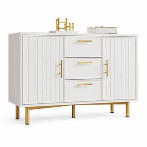 STILVORA KOMODA bílá, 2 dvířka, 3 zásuvky, do obývacího pokoje a ložnice, 120×40×75 cm obraz
