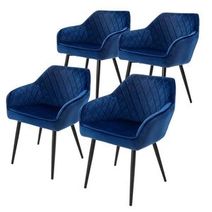 ML-DESIGN SADA 4 jídelních židlí, tmavě modrý samet obraz
