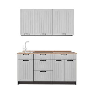 Vicco JEDNOTKOVÁ KUCHYNĚ Fame-Line, Bílý venkovský dům/Antracit, 150 cm, PD Dub obraz