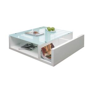 Livetastic KONFERENČNÍ STOLEK, vysoce lesklá bílá, sklo, kompozitní dřevo, 100/100/30 cm obraz