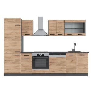 Vicco KUCHYŇSKÝ KOUT R-Line Zlatý dub power/antracit 300 cm bez pracovní desky obraz