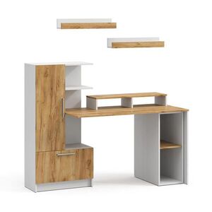 Vicco PSACÍ STŮL Tomy, Bílá/Zlatý mocný dub, 150 x 59 cm Sada 5 kusů obraz