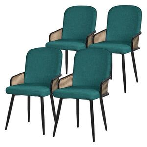 ML-DESIGN JÍDELNÍ ŽIDLE, sada 4 ks, petrolová barva, s látkovým potahem v ratanovém vzhledu obraz