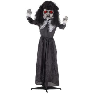 HOMCOM 160 cm halloweenská dekorace – panenka ducha s LED světly a zvukovou funkcí obraz