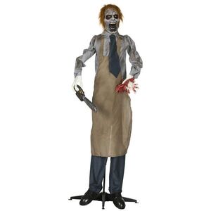 HOMCOM HALLOWEEN dekorace 170 cm řetězová pila s pohyblivým tělem, paží obraz
