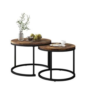 STILVORA KONFERENČNÍ STŮL v hnědé a černé barvě s deskou v mramorovém dekoru, 71×71×50 cm obraz