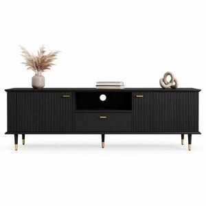 STILVORA TV STOLEK bílý, otevřené přihrádky, zásuvky, do obývacího pokoje, 170×36×54 cm obraz
