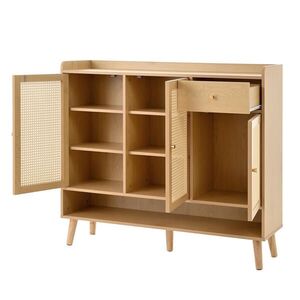 STILVORA SKŘÍŇ NA BOTY v přírodním dekoru se 3 dvířky a zásuvkou, do předsíně, 120×35×106 cm obraz