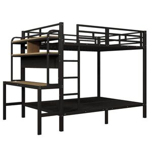 STILVORA ETAGENBETT 140/200 cm in Schwarz mit Schreibtisch, LED und USB obraz