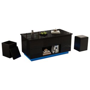 STILVORA KONFERENČNÍ STŮL v černé barvě s LED osvětlením a zásuvkami do obýváku, 100×50×45 cm obraz