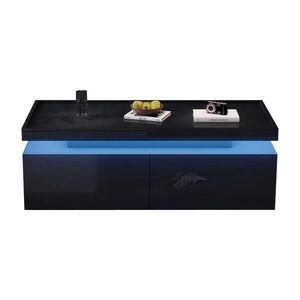 STILVORA KONFERENČNÍ STŮL v černé barvě s LED osvětlením a zásuvkami, 95×45×35 cm obraz