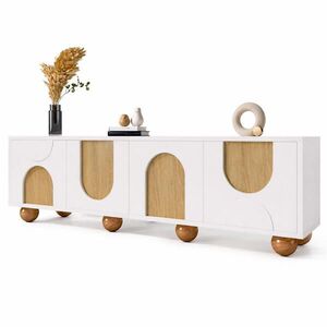STILVORA TV STOLEK přírodní a bílý, 4 dvířka, do obývacího pokoje, 175×38×50 cm obraz