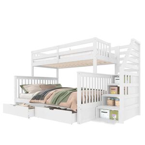STILVORA ETAGENBETT 90/200 cm & 140/200 cm in Weiß mit Schubladen und Stauraum obraz