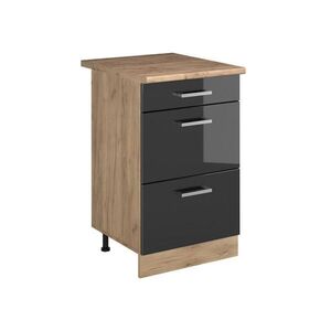 Vicco SPODNÍ SKŘÍŇKA KUCHYŇSKÉ LINKY R-Line, Antracitový vysoký lesk/Zlatý mocný dub, 50 cm pracovná doska Dub Goldkraft obraz