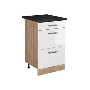 Vicco SPODNÍ SKŘÍŇKA KUCHYŇSKÉ LINKY R-Line, Bílá vysoký lesk/Zlatý mocný dub, 50 cm pracovná doska antracitová obraz