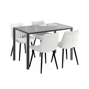 Vicco JÍDELNÍ STŮL SESTAVA Grand, Šedá, 120 x 70 cm se 4 židlemi (béžové) obraz