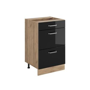 Vicco SPODNÍ SKŘÍŇKA KUCHYŇSKÉ LINKY R-Line, Černý vysoký lesk/Zlatý mocný dub, 50 cm bez pracovní desky obraz