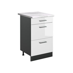 Vicco SPODNÍ SKŘÍŇKA KUCHYŇSKÉ LINKY R-Line, Bílá vysoký lesk/Antracit, 50 cm pracovná doska Mramor obraz