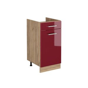 Vicco SPODNÍ SKŘÍŇKA KUCHYŇSKÉ LINKY R-Line, Červená vysoký lesk/Zlatý mocný dub, 40 cm bez pracovní desky obraz