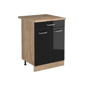 Vicco SPODNÍ SKŘÍŇKA KUCHYŇSKÉ LINKY R-Line, Černý vysoký lesk/Zlatý mocný dub, 60 cm se zásuvkou pracovná doska Dub Goldkraft obraz