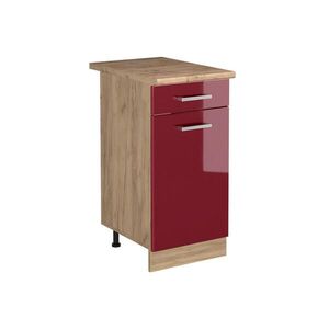 Vicco SPODNÍ SKŘÍŇKA KUCHYŇSKÉ LINKY R-Line, Červená vysoký lesk/Zlatý mocný dub, 40 cm pracovná doska Dub Goldkraft obraz