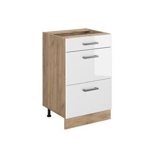Vicco SPODNÍ SKŘÍŇKA KUCHYŇSKÉ LINKY R-Line, Bílá vysoký lesk/Zlatý mocný dub, 50 cm bez pracovní desky obraz