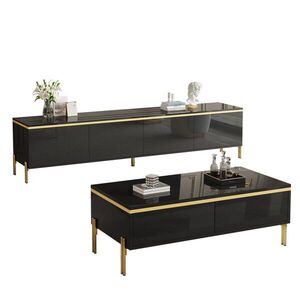Modfu SESTAVA TV stolku a konferenčního stolku z dřevotřísky 170x38x50/100x50x36 cm černá s úložným prostorem obraz
