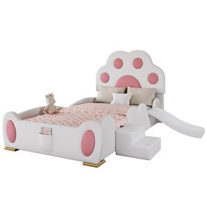 OKWISH POLSTROVANA postel 90/200 cm bílá a růžová z PU s klouzavkou a schody obraz