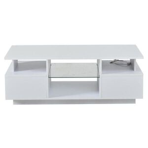 OKWISH KONFERENČNÍ stolek 100/50/36 cm bílý z dřevotřískové desky s LED osvětlením a úložným prostorem obraz