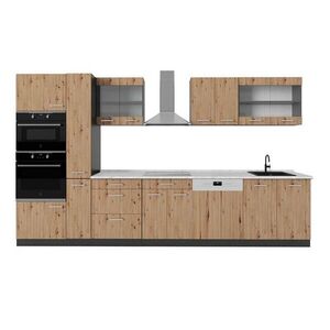 Vicco KUCHYNĚ R-Line Dub Artisan/antracit 350 cm s vysokou skříní, s pracovní deskou obraz