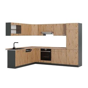 Vicco ROHOVÁ KUCHYŇ R-Line, Řemeslný dub/Antracit, 287 x 227 cm, PD Dub obraz