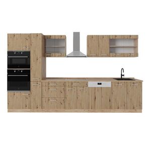 Vicco KUCHYŇSKÝ KOUT R-Line Dub Artisan / dub Goldkraft 350 cm s vysokou skříní, PD Dub obraz