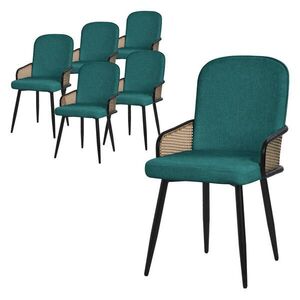 ML-DESIGN JÍDELNÍ ŽIDLE, sada 6 ks, petrolové s látkovým potahem v ratanovém vzhledu obraz