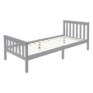 ML-DESIGN DŘEVĚNÁ POSTEL 90x200 cm světle šedá z borového dřeva s roštem obraz