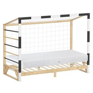 ML-DESIGN DĚTSKÁ POSTEL ve tvaru fotbalové brány s matrací 90 x 200 cm, černobílá, z borového dřeva obraz