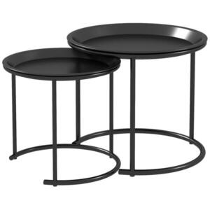 HOMCOM SADA 2 KUSŮ ODKLÁDACÍCH STOLKŮ, kulaté Ø 43/35 cm, černé obraz