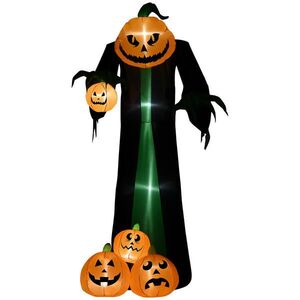 HOMCOM 240 cm nafukovací dýňový duch, halloweenská dekorace s LED osvětlením, polyester obraz