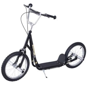 HOMCOM DĚTSKÁ KOLOBĚŽKA s pneumatikami Koloběžka Dětská koloběžka Kickboard 16'' Černá obraz
