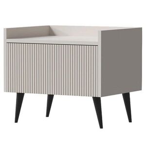 Beautysofa NOČNÍ STOLEK Amfali s 1 dveřmi, drážkovaná čela, systém Push-to-open, kovové nohy, 52 cm, kašmír obraz