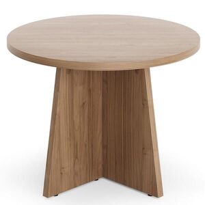 Beautysofa KONFERENČNÍ STOLEK Aurora 58 cm, kulatý stolek do obývacího pokoje s moderním designem, ořech obraz