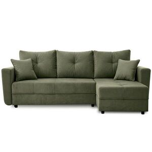 Beautysofa ROHOVÁ ROZKLÁDACÍ POHOVKA Verona s úložným prostorem a univerzální lenoškou, 240 cm, olivově zelená obraz