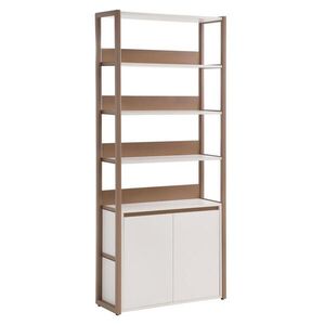 Beautysofa KNIHOVNA Boreo z kovu se 2 dveřmi, 80 cm, kašmír + světle hnědá obraz