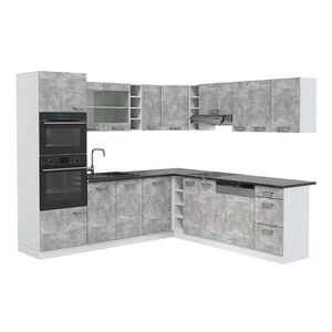 Vicco ROHOVÁ KUCHYŇ R-Line, Beton/Bílá, 247 x 237 cm, PD Antracit obraz
