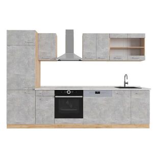Vicco KUCHYŇSKÝ KOUT R-Line Beton/zlatý dub 300 cm , PD Mramor obraz