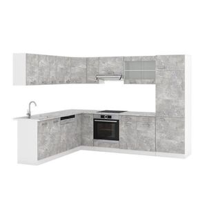 Vicco ROHOVÁ KUCHYŇ R-Line, Beton/Bílá, 287 x 227 cm s pracovní deskou obraz